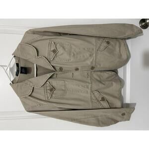 French Cuff Women's Beige Cotton Blazer‎ Jacket Medium